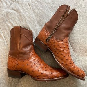 Tecovas Zane Pecan Ostrich Leather Zip Cowboy boot